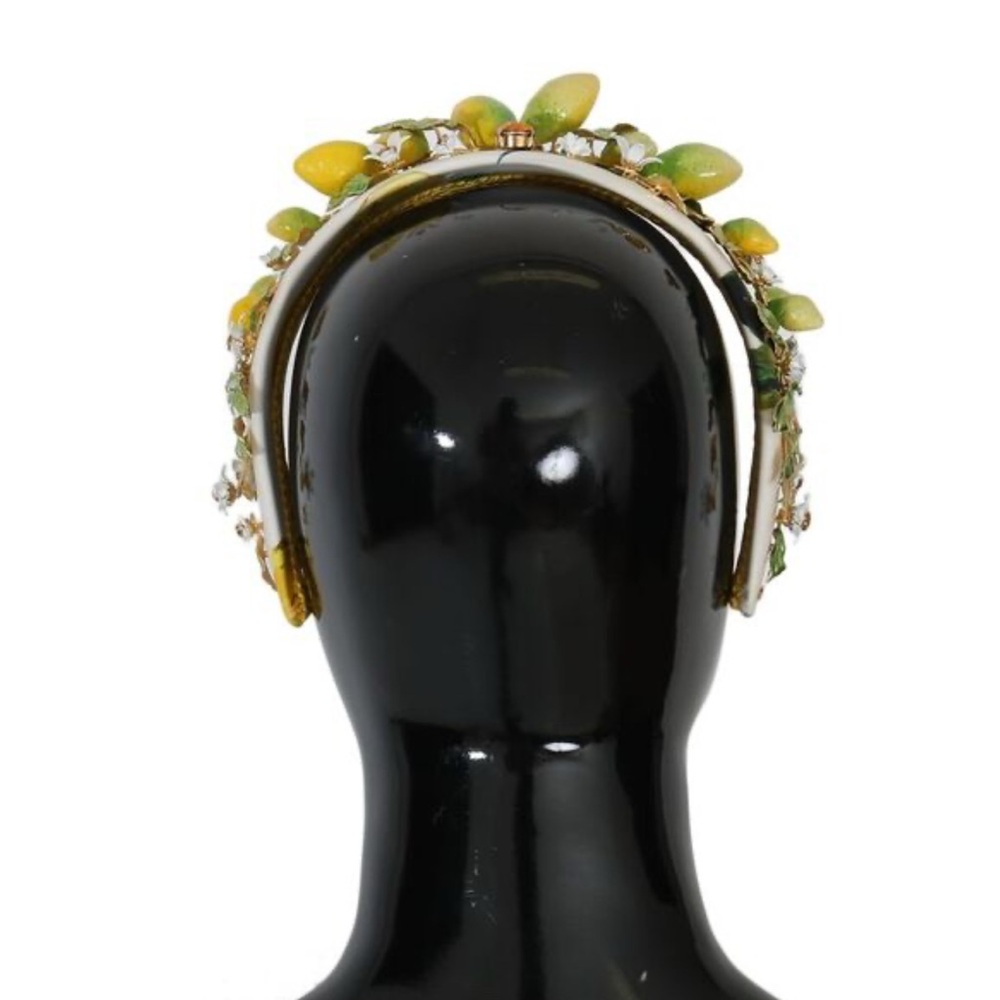 Dolce Gabbana Gold Brass Lemons Crystal Embellished Headband Metal Diadem In Box - Picture 3 of 8